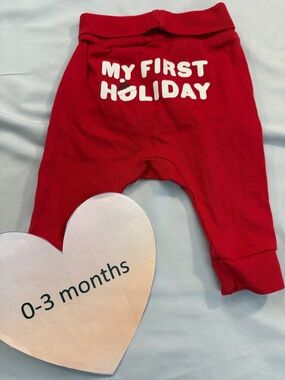 H&M - Organic Cotton Red Newborn 'My First Holiday' Baby Pants